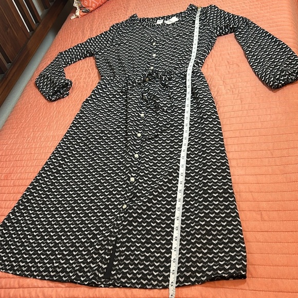 NWT GAP Black White Geomtric Print Long Sleeve Button Down Midi Shirt Dress sz S - Picture 13 of 16